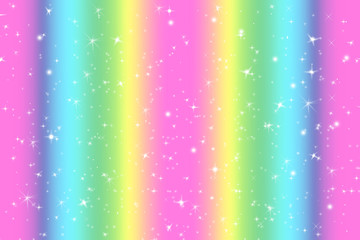 Rainbow color abstract background with soft light stars presented background of dream concept on sweet content. The rainbow color spread direction all around the picture make this background colorful.