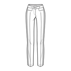Pants fashion flat sketch template