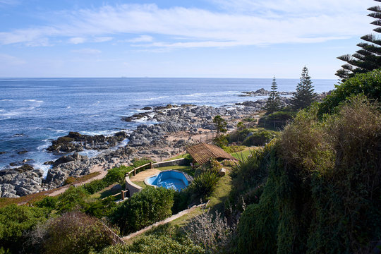 10/08/2016 Isla Negra, Chile. Views and landscapes of One of the houses on the central coast of the Chilean poet Pablo Neruda.