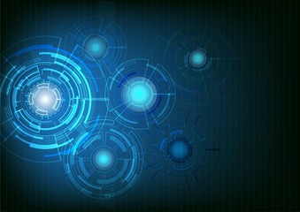 Abstract blue technology background.Vector circle and electricity line with blue electronic cycle.Digital data , circuit board, Scientific background,Digital art and Abstract background concept.