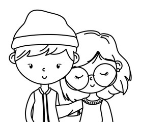 Teenager boy and girl cartoon design