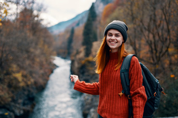 portrait of young woman in winter forest