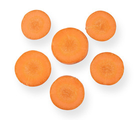 carrot on white background. Top view