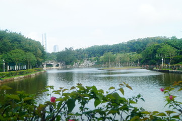 Pond and reservoir landscape