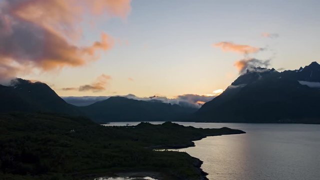 Heavenly Sunset Drone Hyperlapse in Lofoten, Norway