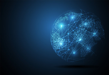 Global network connection. World map point and line composition concept of global business. Vector Illustration
