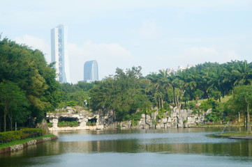 Pond and reservoir landscape