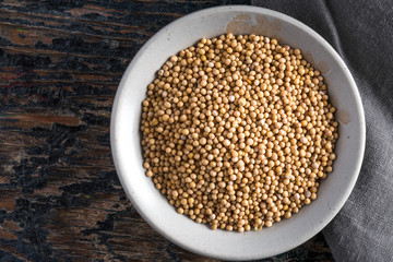 Yellow Mustard Seeds in a Bowl