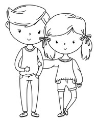 Teenager boy and girl cartoon design