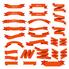 Obraz premium Orange Ribbon set , isolated on white background