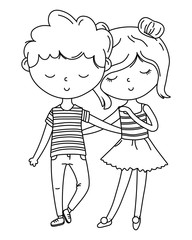Teenager boy and girl cartoon design