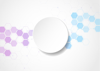 Abstract hexagonal molecular structures in technology background and science style. Medical design. Vector illustration