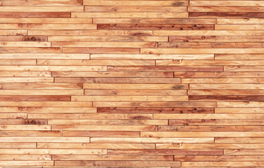Small pieces of pine Arranged together into a beautiful wooden wall For interior decoration of...