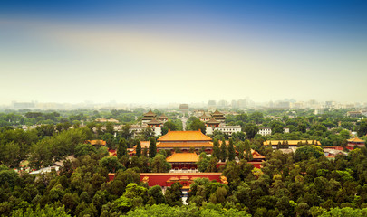 Bird's eye view of ancient buildings in Beijing