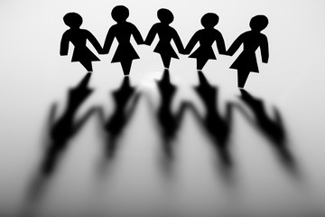 Female Paper People Holding Hands