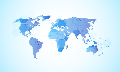 Global network business connection. World map point and line composition concept of global business. Vector Illustration