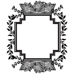 Decoration floral frame, drawing unique of flower and leaf, for various of cards. Vector