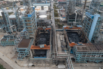 aerial view of industrial buildings
