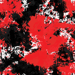 Seamless abstract background of paint strokes black, white, red. Texture for printing on fabric, business cards, posters.
