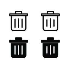 Modern trash bin , icon set