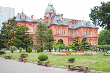 Tropical view of The Former Hokkaido Government Office in Sapporo City, Hokkaido, Japan in summer seasonal.