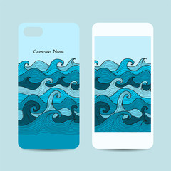 Mobile phone cover design, sea waves background