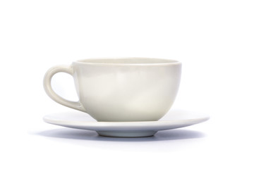 White coffee cup isolated on white background