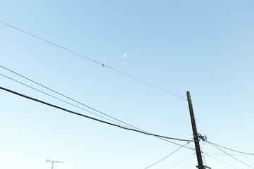 power lines and blue sky