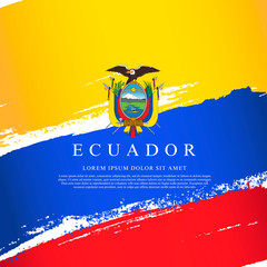 Flag of Ecuador. Vector illustration on white background. - obrazy, fototapety, plakaty