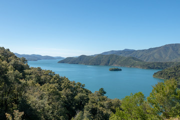 Fototapeta na wymiar Stunning Marlborough Sounds landscape scenery in New Zealand