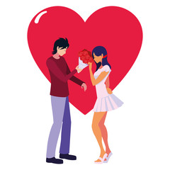 man giving bouquet flowers a woman