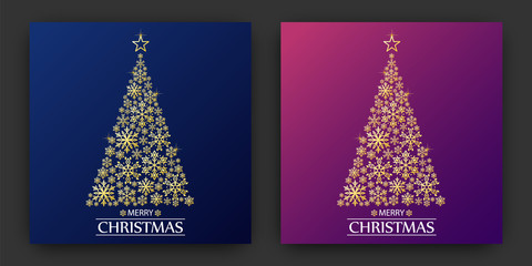 Vector illustration of a Christmas tree made from snowflakes.