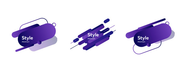 Set of dark blue abstract liquid shapes. Dynamical colored forms and line. Gradient banners with flowing liquid shapes. Vector illustration. Can be used for advertising, marketing, presentation