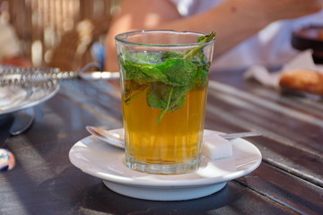 Fresh mint tea on the table