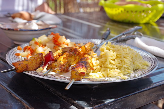 Kebab with kus kus - traditional Moroccan food