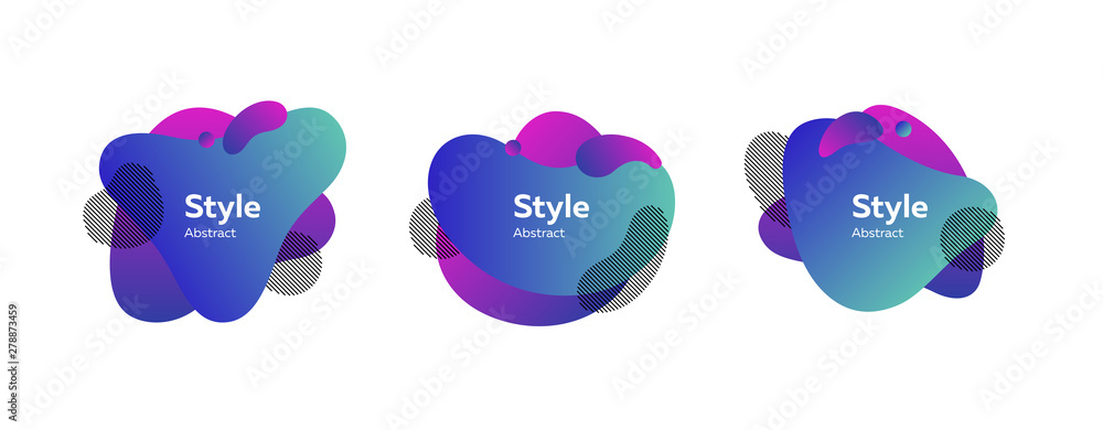 Poster collection for trendy abstract design. dynamical colored forms and line. gradient banners with flowi
