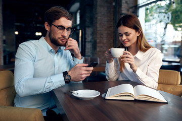young couple having dinner in restaurant