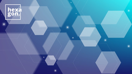 White Blue Background of hexagons. Banner for your design. Geometric style. Mosaic grid. Abstract hexagons background.