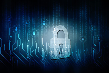 2d illustration Safety concept: Closed Padlock on digital background