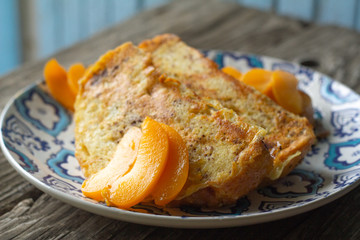 french fries apricot toast closeup