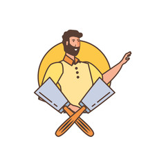 worker construction man with spatulas tools