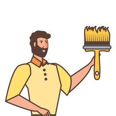 worker construction man with paint brush