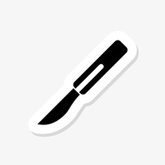 Scalpel sticker in trendy design style. Scalpel icon isolated on white background