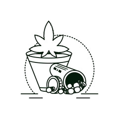 cannabis bottle product with houseplant