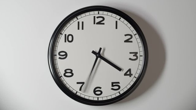 Clock Face Close Up in Time Lapse on Wall in Office