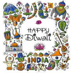Indian diwali festival holiday. Sketch for your design