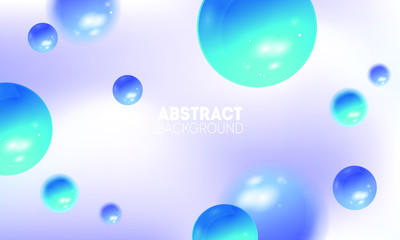 Light abstract background with 3d spheres. Plastic pastel blue and violet bubbles. Poster design