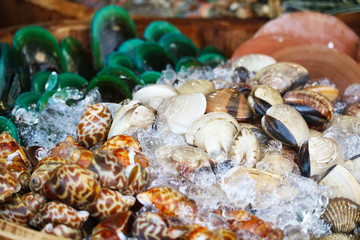 Fresh seafood on street food can be seen in Thailand and tourist attractions