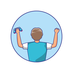 young boy using video game control