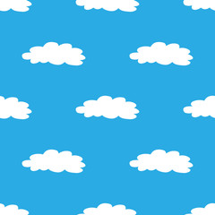 Blue sky with clouds, vector seamless pattern